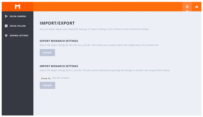 Monarch Import and Export Settings