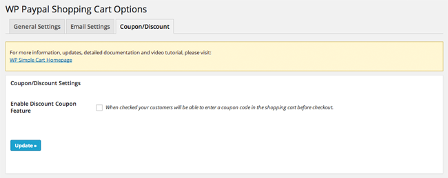Coupon Settings of WordPress Simple Paypal Shopping Cart