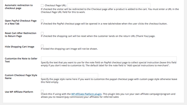 General Settings of WordPress Simple Paypal Shopping Cart