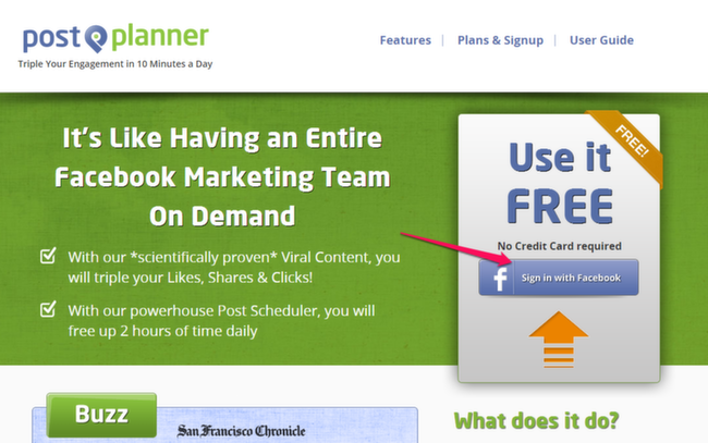 PostPlanner: homepage