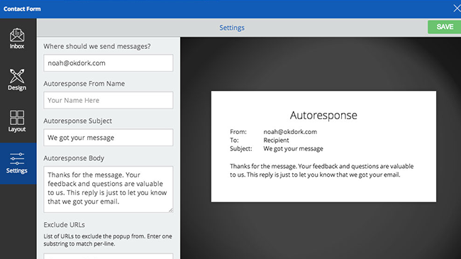 SumoMe Contact Form-Screenshot