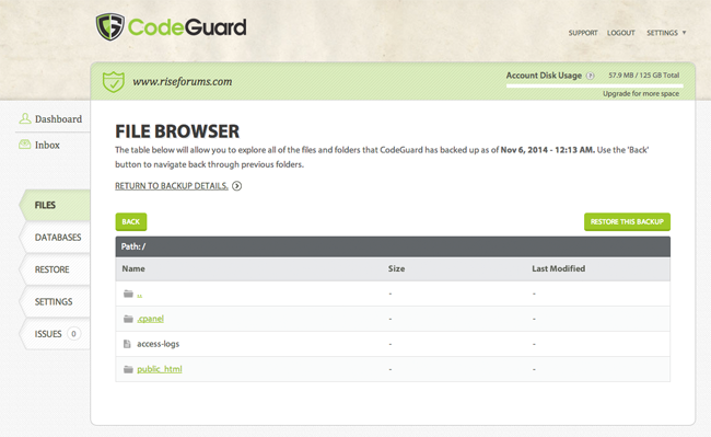 CodeGuard File Browser