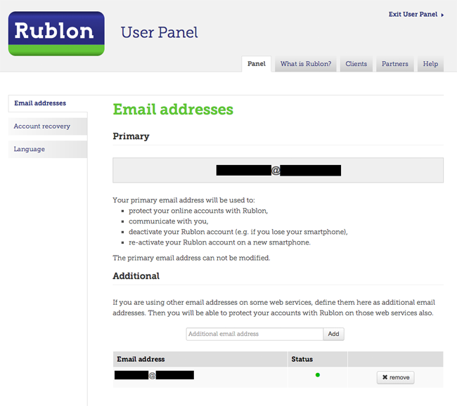 The Rublon User Panel