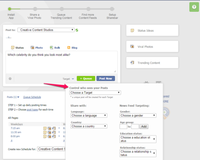 PostPlanner: Set Targets