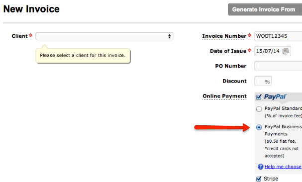 Paypal Business Payments Checkbox