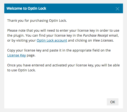 Welcome to Optin Lock Message