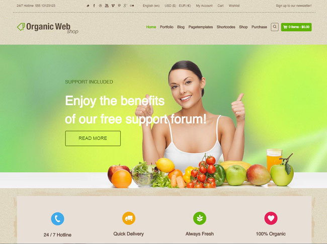 Organic Web Shop WordPress Theme