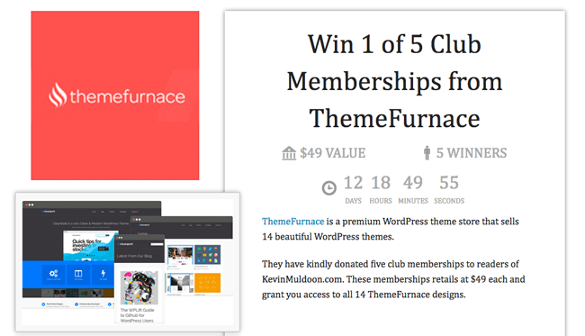 Win 1 of 5 Club Memberships from ThemeFurnace