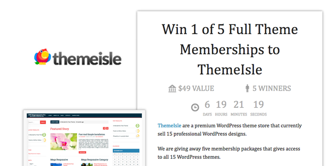 Win 1 of 5 Full Theme Memberships to ThemeIsle
