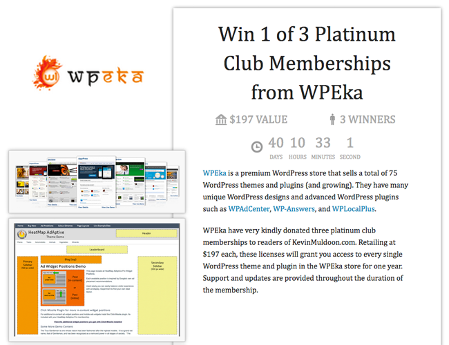 Win 1 of 3 Platinum Club Memberships from WPEka