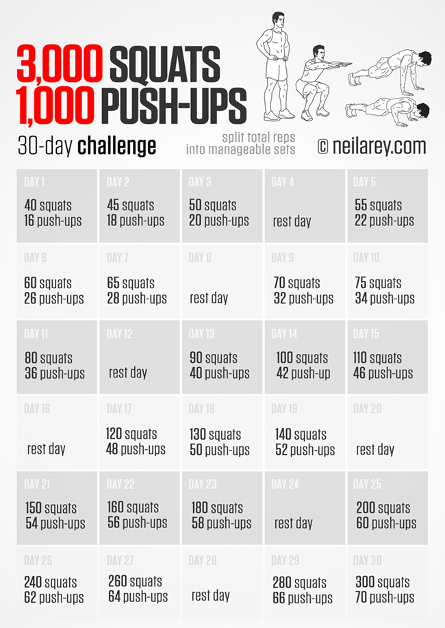 30 Day Challenge - 3000 Squats & 1000 Push-Ups