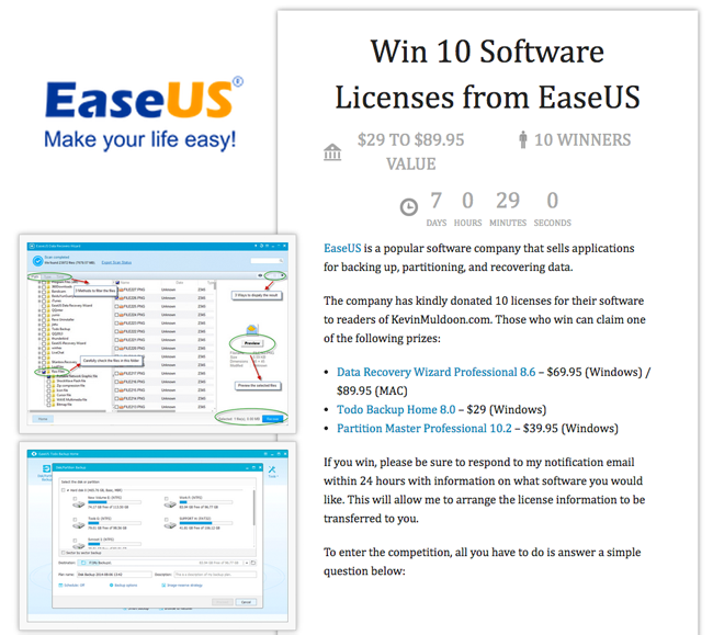 Win 10 Software Licenses from EaseUS