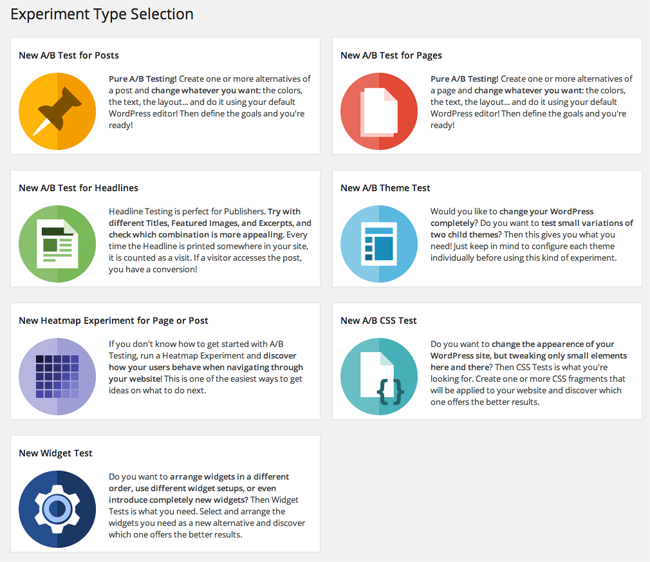 Experiment Type Selection