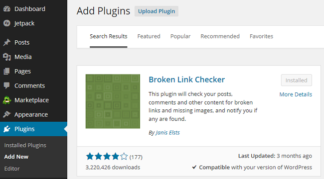 Broken Link Checker plugin