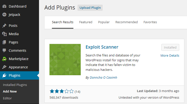 Exploit Scanner plugin