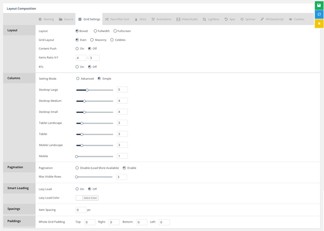 Full Grid Settings