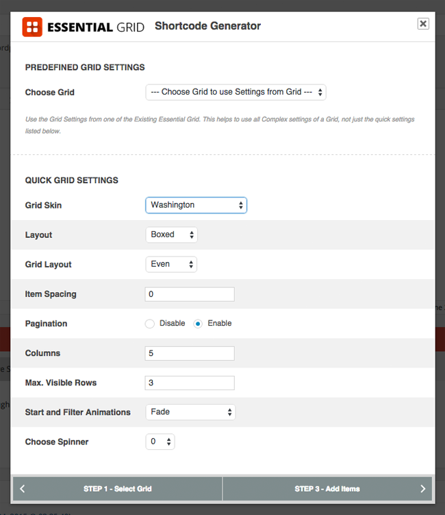 Quick Grid Settings