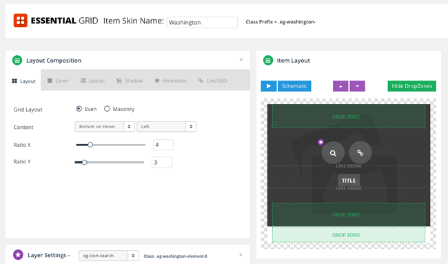 Essential Grid Visual Skin Editor