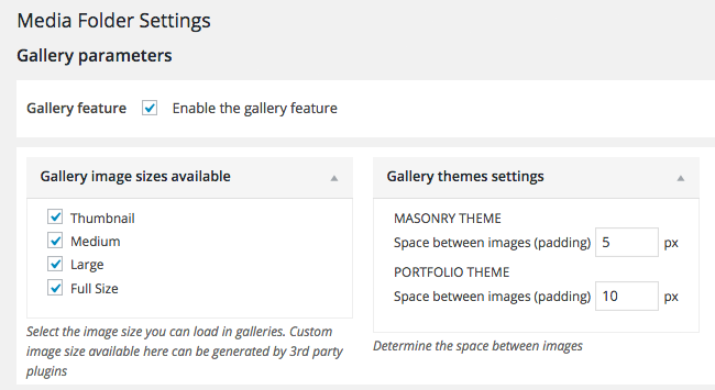 WP Media Folder Gallery Settings