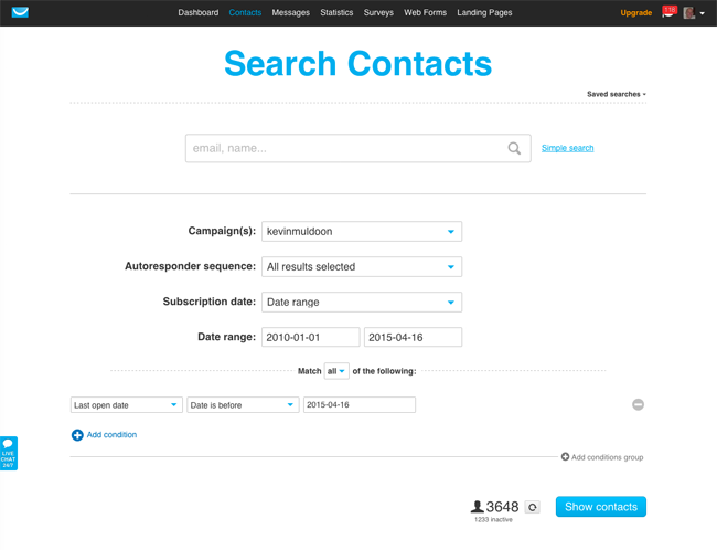 Search Newsletter Contacts