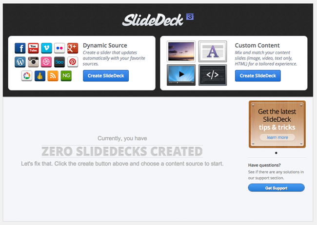 SlideDeck Manage Page