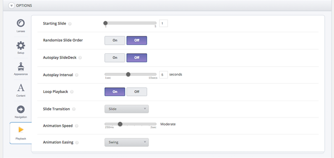 SlideDeck Options Playback