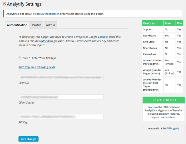 Analytify Authentication