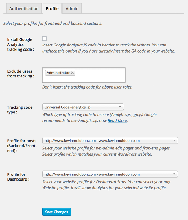 Profile Settings