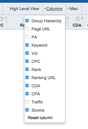 Manage Columns