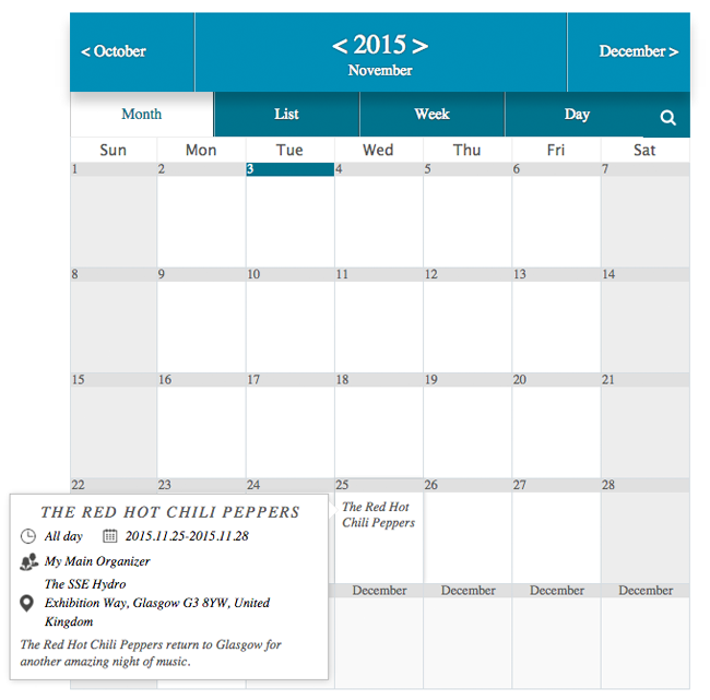 An Example of a Calendar in Event Calendar WD