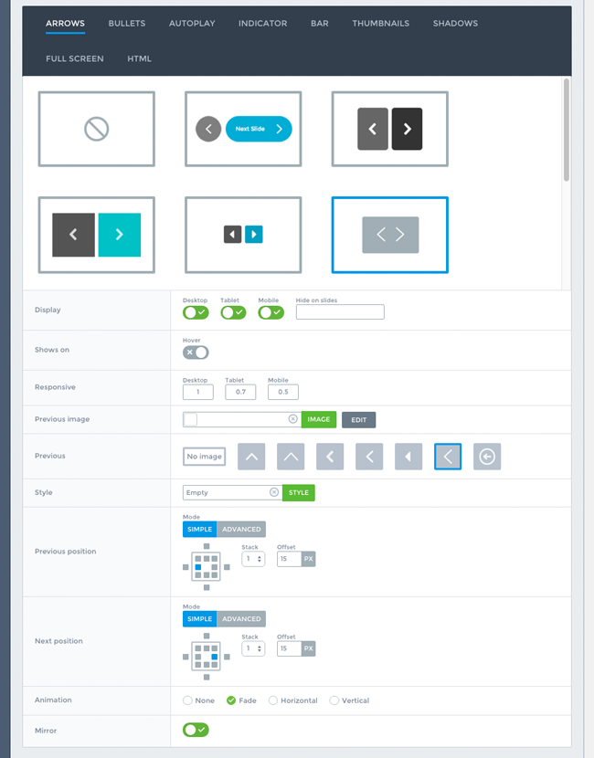 Smart Slider Pro Styling Settings