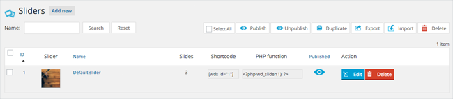 Slider WD Slider List