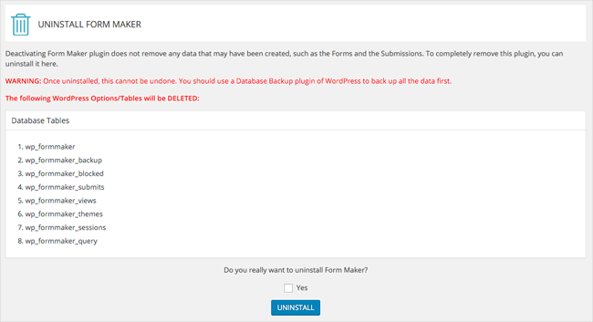 Uninstall Form Maker
