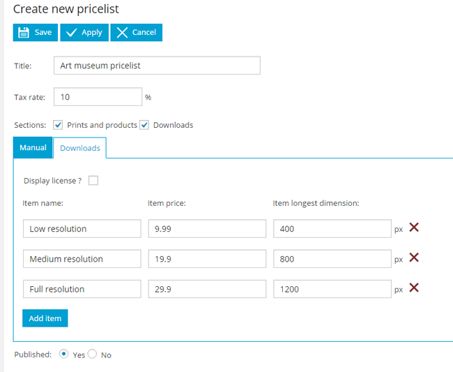 Ecommerce Pricelist