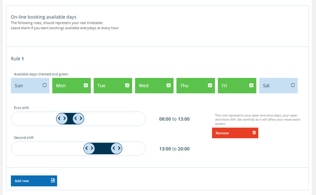 Booking Rules Settings