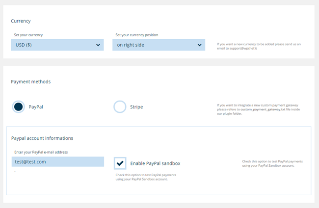 Payments Settings