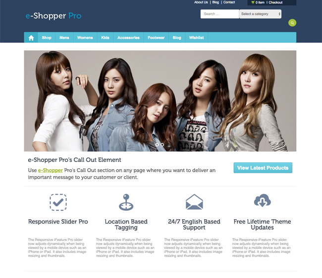 eShopper Pro Home Page Slider