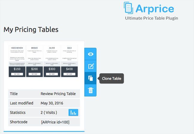 My Pricing Tables