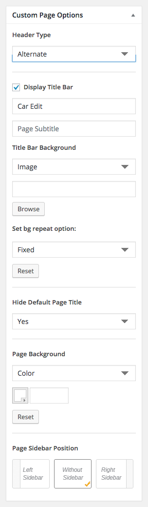 Custom Page Options