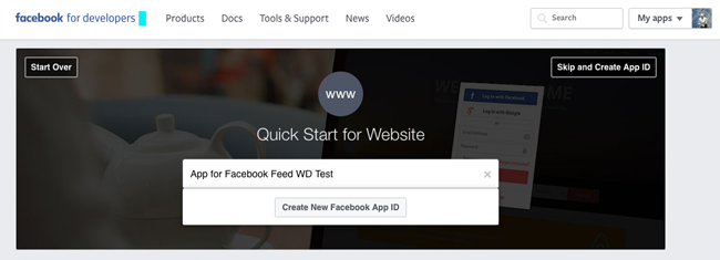 Create New Facebook App ID