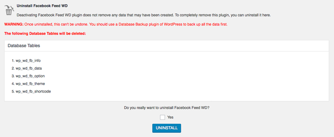 Uninstalling Facebook Feed WD