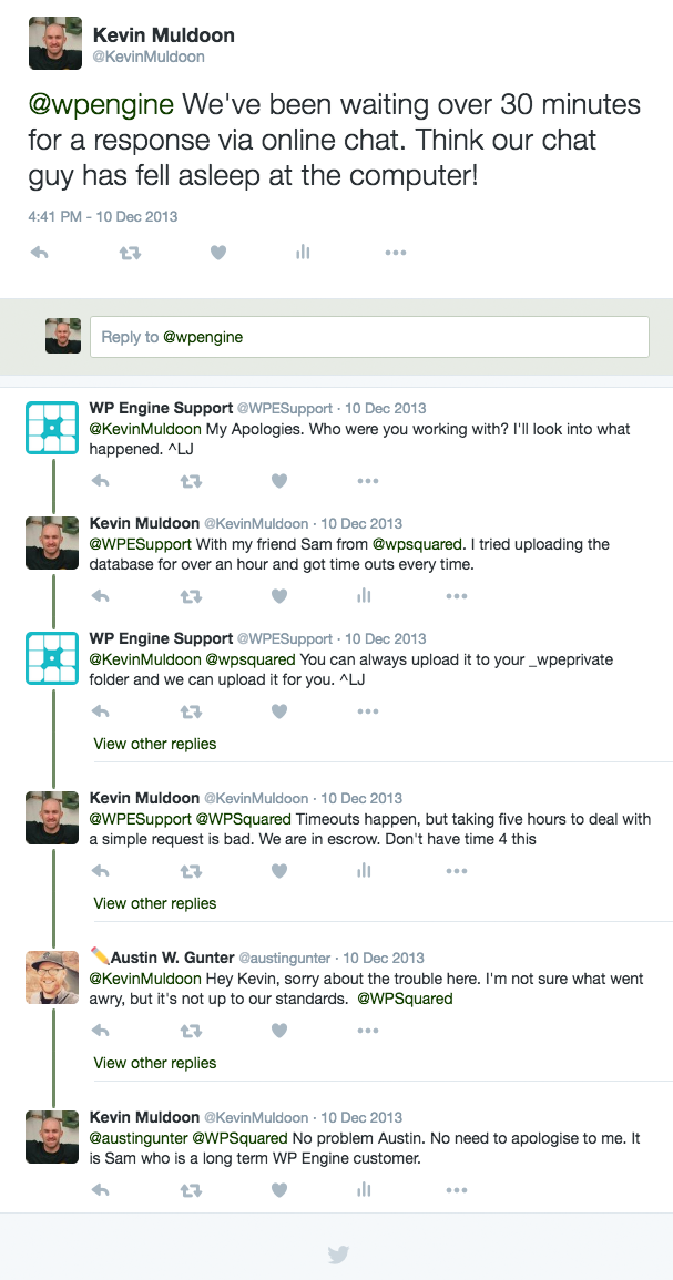 WP Engine Twitter Conversation