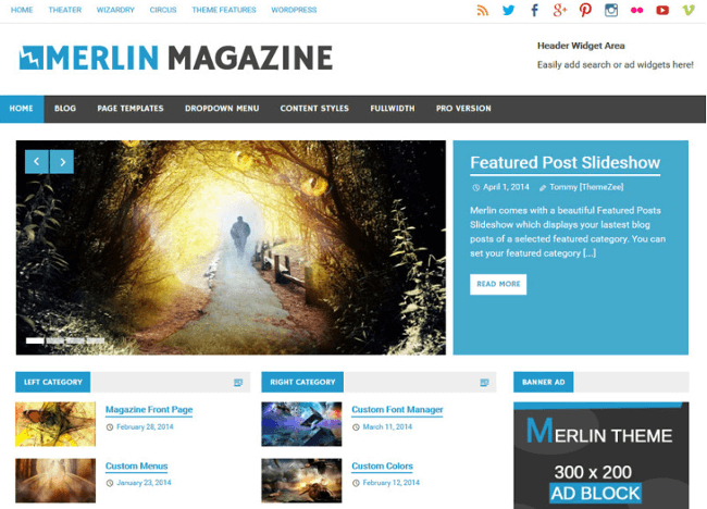 Merlin Free Magazine WordPress Themes