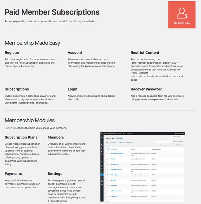Basic Information of Paid Member Subscriptions