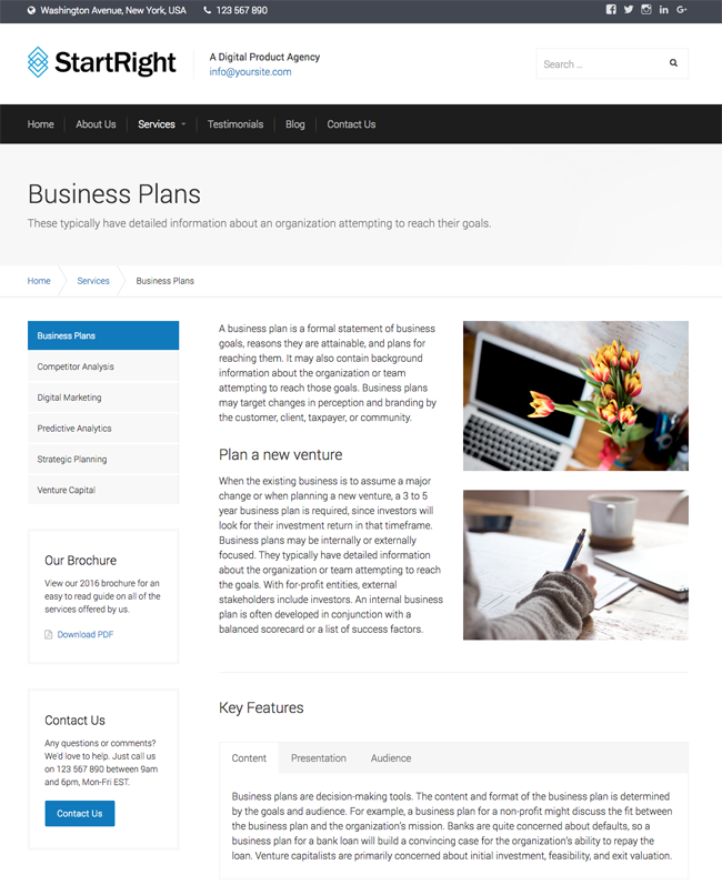 StartRight Business Plans Page