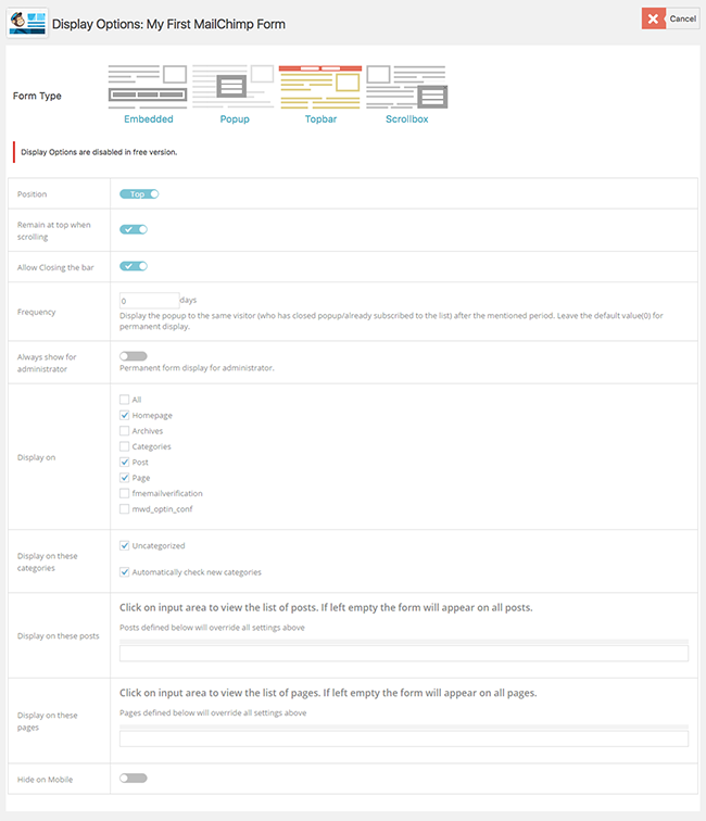 Display Options