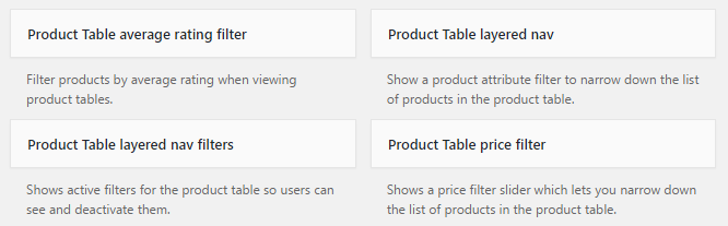 WooCommerce Product Table Widgets