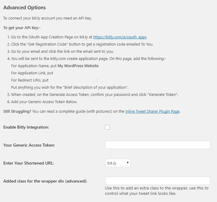 Inline Tweet Sharer Advanced Options