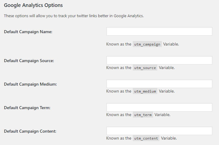 Inline Tweet Sharer Google Analytics Options