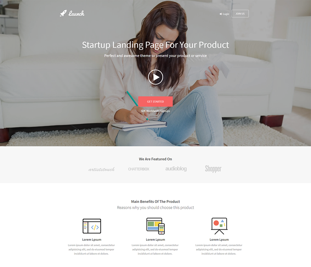 Launch Startup Landing Page WordPress Theme